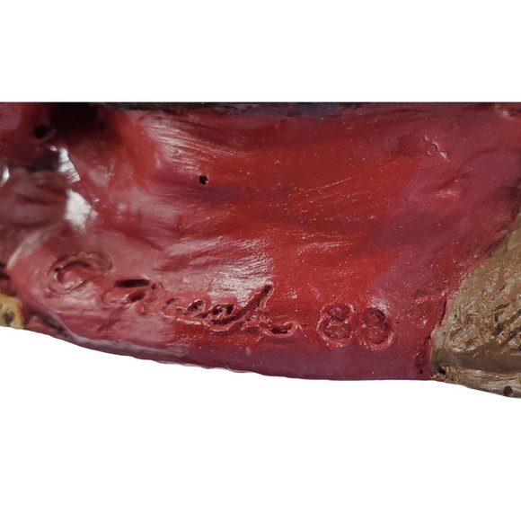 Santa Shelf Sitter Resin Hand Painted Artist & Maker Signed/Dated 1988 Antique G - Picture 9 of 9